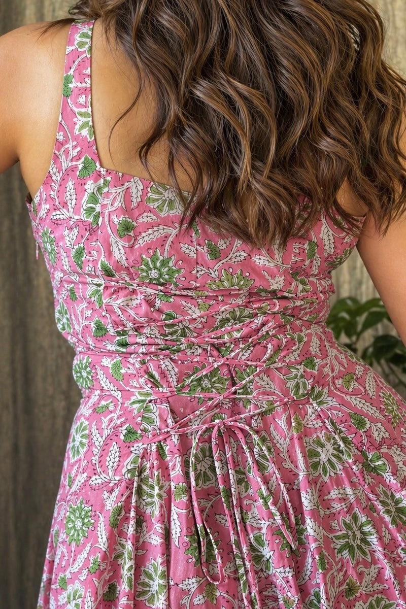 Pink bloom flare dress